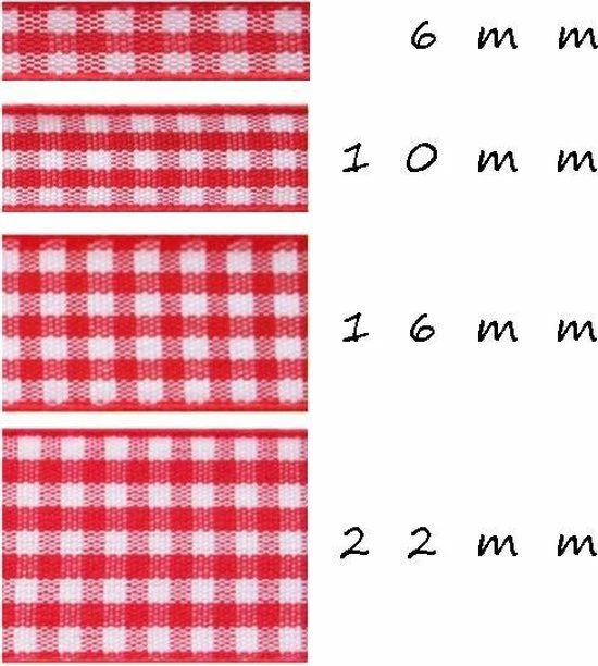 Merkloos Geruit Lint 10mm (1cm) | Lint Met Ruitjes | Gingham Plaid | Rood | Cadeaulint | Kerstlint Kerst | Decoratielint | Rol: 22 Meter 2 Merkloos Geruit Lint 10mm (1cm) | Lint Met Ruitjes | Gingham Plaid | Rood | Cadeaulint | Kerstlint Kerst | Decoratielint | Rol: 22 Meter - Afbeelding 2