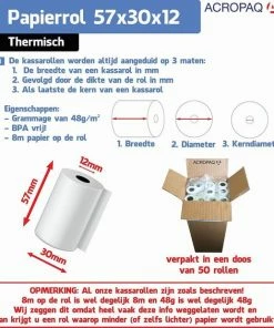 ACROPAQ - 50 X Pinrollen - 57 X 30 X 12 Mm, 8m, Thermisch, BPA-Vrij - Kassarollen, Bancontact Rollen - Wit -Parker IM Vibrant Ring Shop 550x620