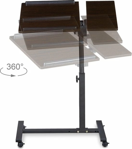 Relaxdays Laptoptafel Op Wieltjes - Hout - Laptopstandaard - Ook Voor Linkshandigen - Zwart 9 Relaxdays Laptoptafel Op Wieltjes - Hout - Laptopstandaard - Ook Voor Linkshandigen - Zwart - Afbeelding 9