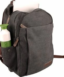 Yakfield - Rugzak - 20 Liter – Casual Model - Kado - Heren - Geschikt Voor Laptop - Handbagage- Schooltas - Zwart Antraciet Grijs- Vintage Canvas Katoen – Heren En Dames - 44 X 30 X 15 Cm - Pukkel -Parker IM Vibrant Ring Shop 550x626