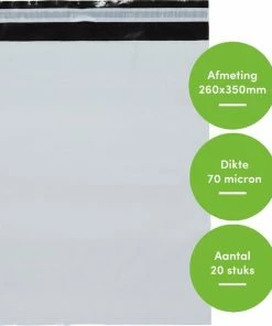 G&F Verpakkingen 20 Stuks - Verzendzakken Webshop Kleding - 260 X 350 Mm - Extra Sterk