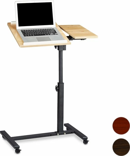 Relaxdays Laptoptafel Op Wieltjes - Hout - Laptopstandaard - Ook Voor Linkshandigen - Zwart 10 Relaxdays Laptoptafel Op Wieltjes - Hout - Laptopstandaard - Ook Voor Linkshandigen - Zwart - Afbeelding 10