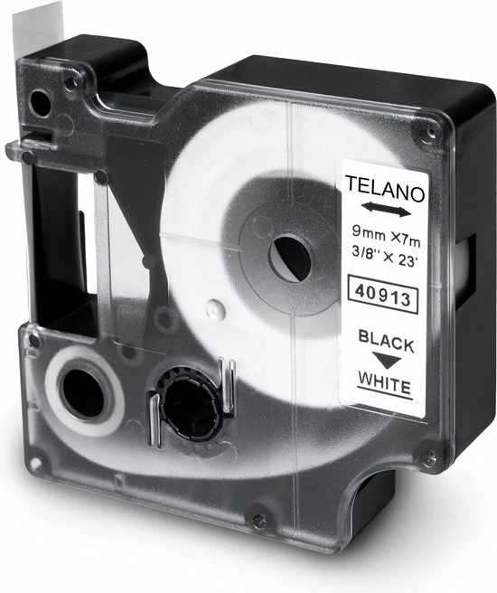 TELANO® Plastic Labels D1 40913 Voor Dymo LabelManager - Zwart Op Wit - 9 Mm X 7 M - S0720680 Label Tape - 1 Stuk 1 TELANO® Plastic Labels D1 40913 Voor Dymo LabelManager - Zwart Op Wit - 9 Mm X 7 M - S0720680 Label Tape - 1 Stuk