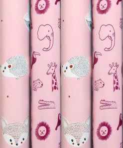 Benza Baby Geboorte Assortiment Babyshower Cadeaupapier Inpakpapier Meisje - 200 X 70 Cm - 4 Rollen