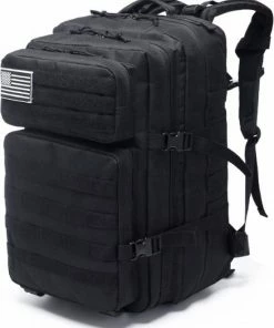 Sefaras Backpack Zwart 45L - Outdoor Leger Rugzak - Water Bestendig - Rugzak Voor Kamperen, Wandelen En Meer - Tactische Rugzak