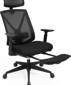 Generic Luxe Bureau Stoel Met Kantelmechanisme & Lendesteun & Voetsteun - Directie Managerstoel Ergonomisch - Ergonomische Kantoor Stoel Met In Hoogte Verstelbare Armleuningen & Hoofdsteun - Computerstoel - Voor Gamen/Kantoor/Thuiswerken Zwart