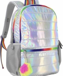 Het Betere Merk Schooltas - Rugzak Meisje - Rugzak Jongens - Rugtas - 44 X 29 X 14 Cm - Zilver - Schooltas Voor Meisjes - Tas