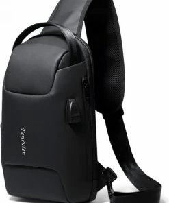 Brandie® - Rugzak - Nieuwe Heren Multifunctioneel - Tas - Rugtas - Borsttas - TSA - Anti Diefstal - Grootte 10*20*34 Cm - Schoudertas - Opladen Via USB - Waterdicht - Crossbodytas - 5105 Gewicht 0.65kg - Zwart