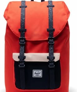 Eco | Herschel Little America Mid-Volume - Grenadine/Peacoat/Light Taupe / Rrugzak Met 17L Opbergvolume - 13" Fleece-gevoerd Laptopvak - Magnetische Sluiting / Met Levenslange Fabrieksgarantie / Limited Lifetime Warranty / Multi