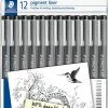 STAEDTLER Pigment Liner 308 - Etui Met 12 Lijnbreedten - Zwart
